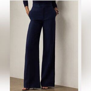 Biltmore Navy Blue Tuxedo Women's Wide Leg Pants Size 6 NWT